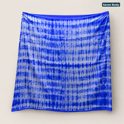 Royal Blue Tie-Dye Kora Silk Banarasi Saree