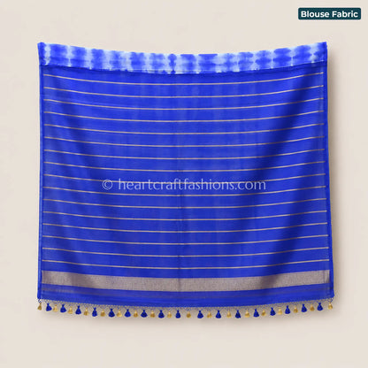 Royal Blue Tie-Dye Kora Silk Banarasi Saree