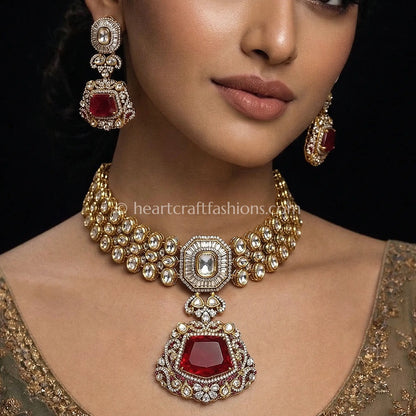 Royal Crimson Moissanite Doublet Choker Set