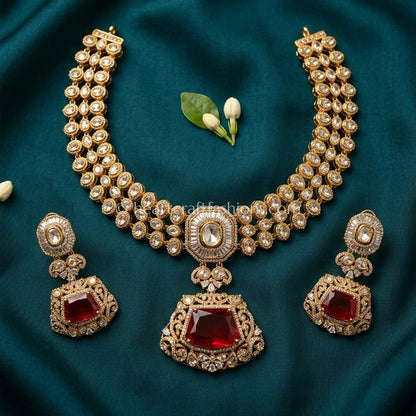 Royal Crimson Moissanite Doublet Choker Set