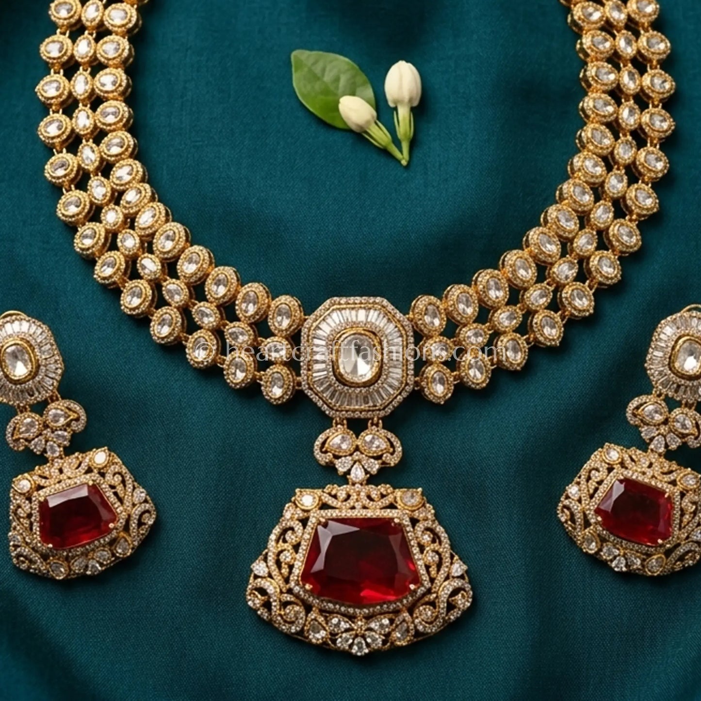 Royal Crimson Moissanite Doublet Choker Set