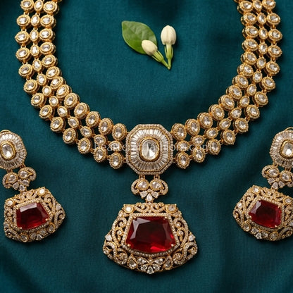 Royal Crimson Moissanite Doublet Choker Set