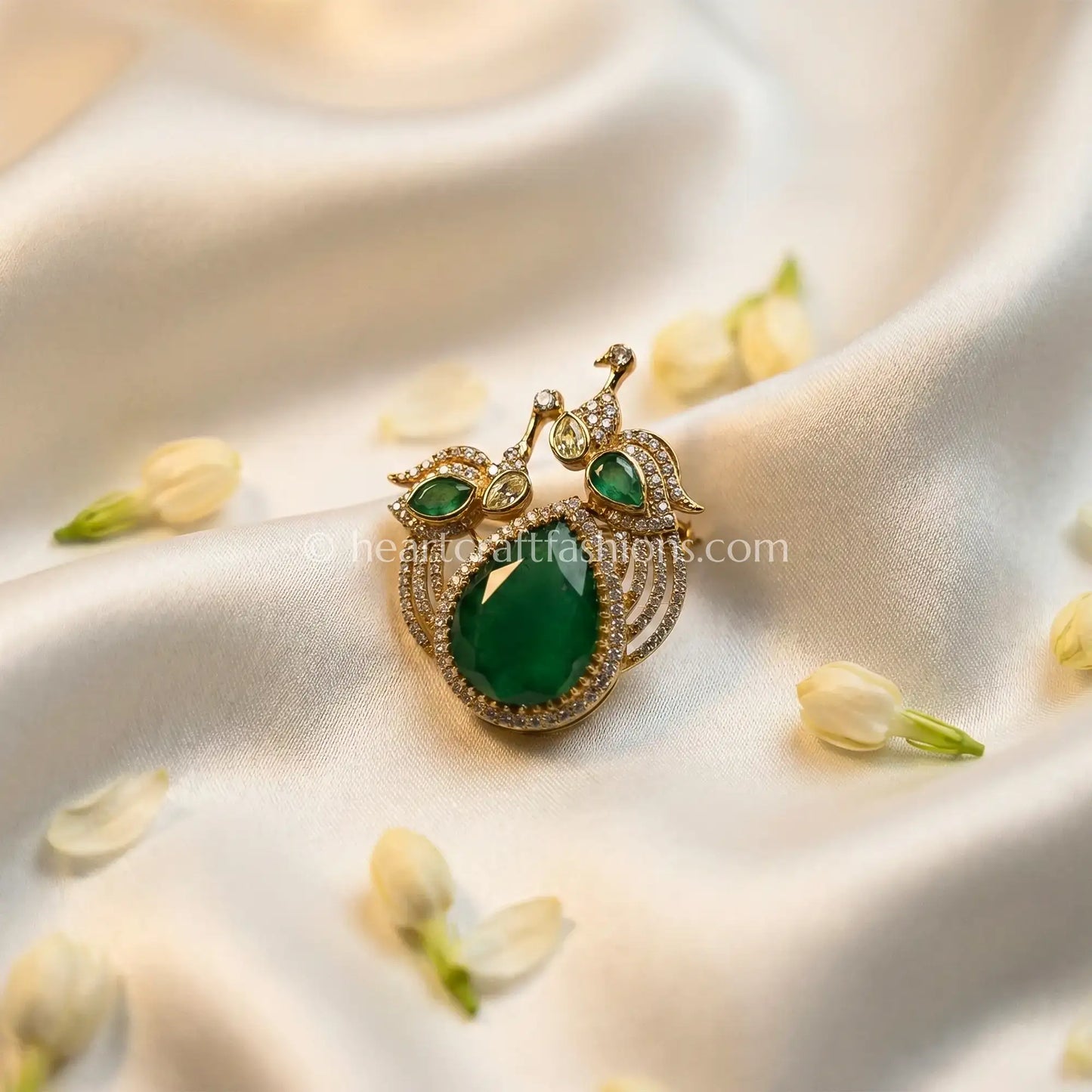 Royal Emerald Peacock Kundan Brooch