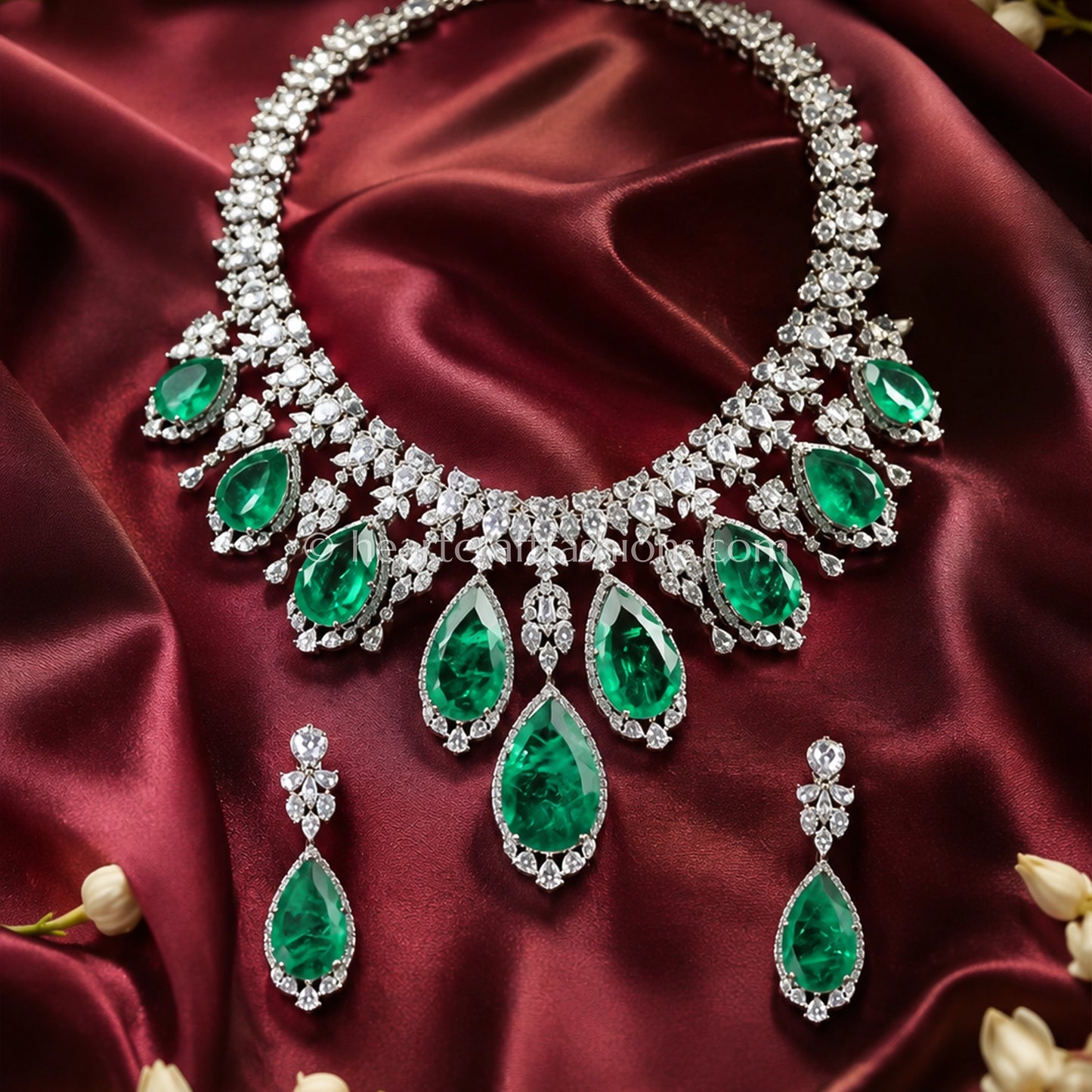 Royal Emerald Teardrop Zircon Set