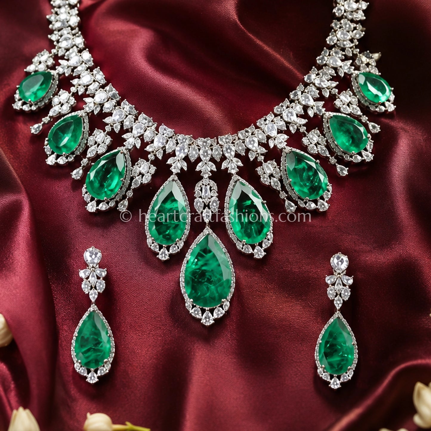 Royal Emerald Teardrop Zircon Set