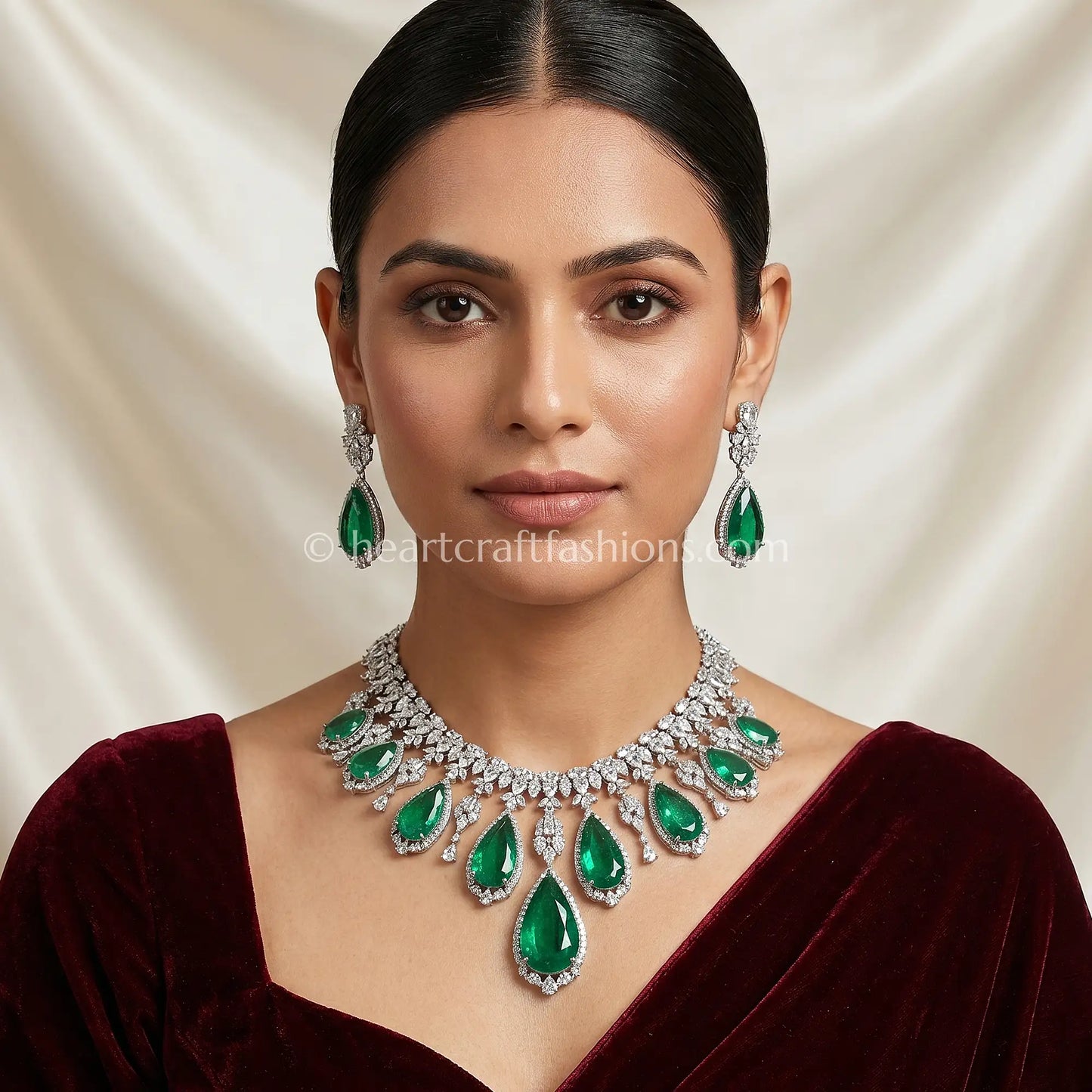 Royal Emerald Teardrop Zircon Set