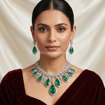 Royal Emerald Teardrop Zircon Set