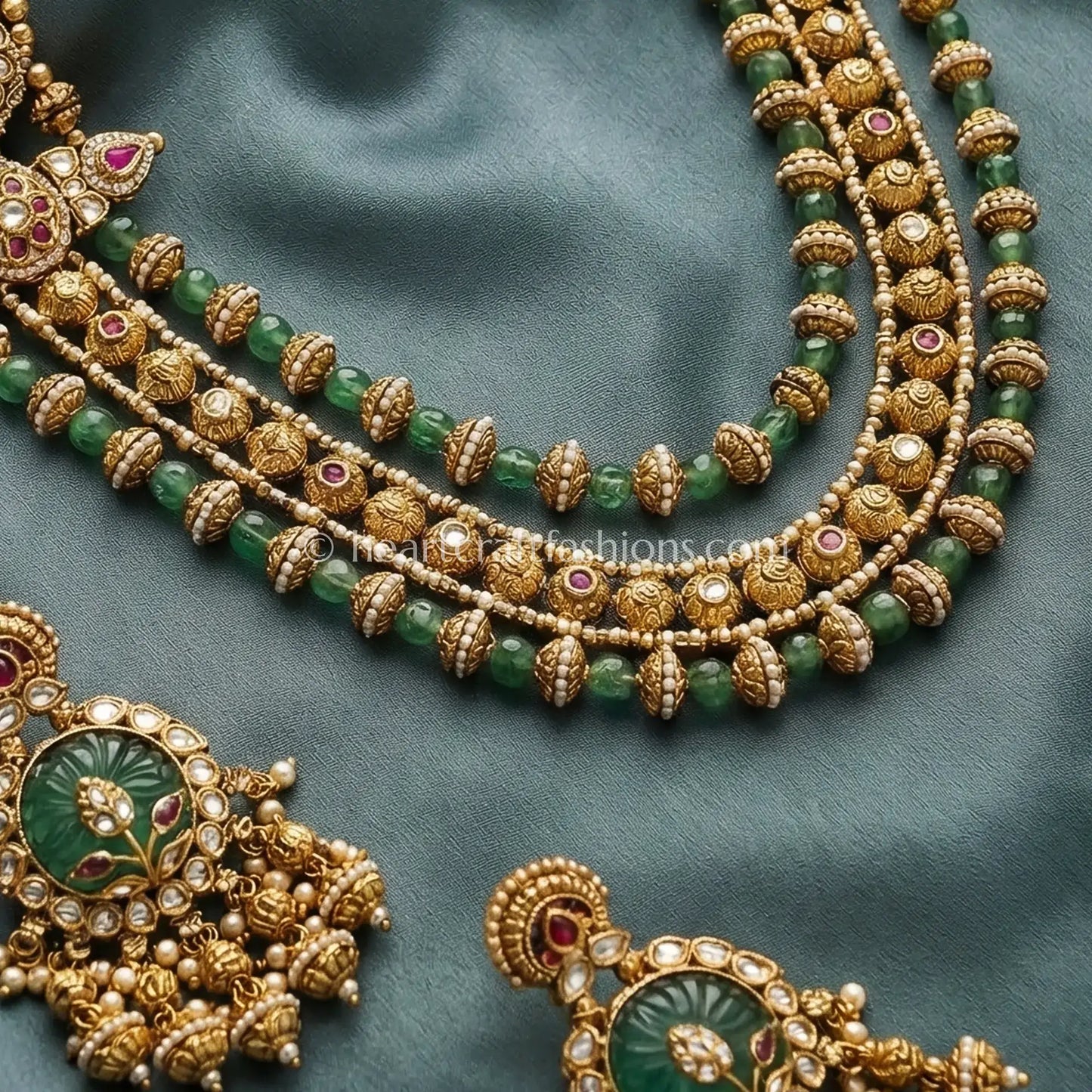Royal Green Stone Layered Set