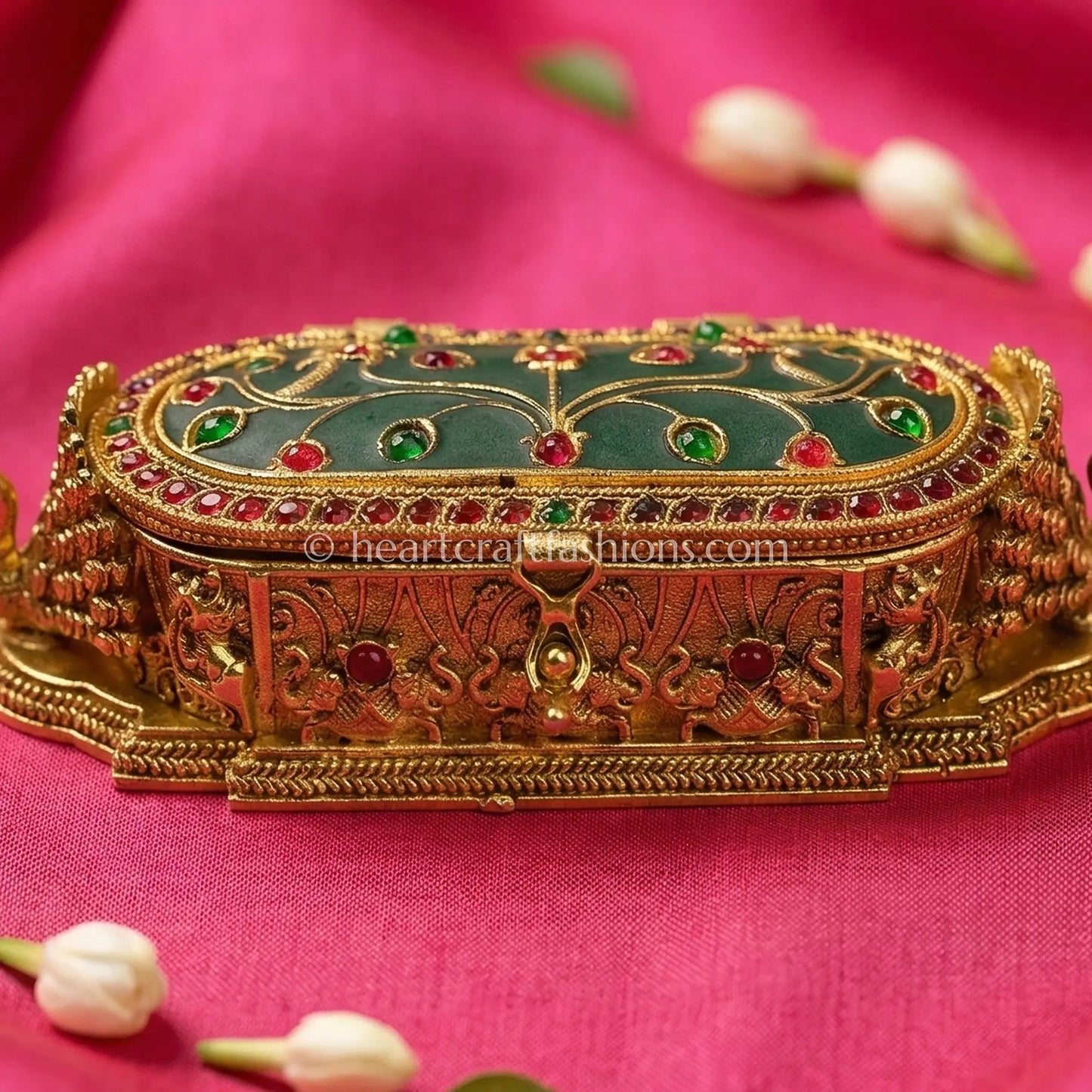 Royal Peacock Sindoor Box (Green Enamel)