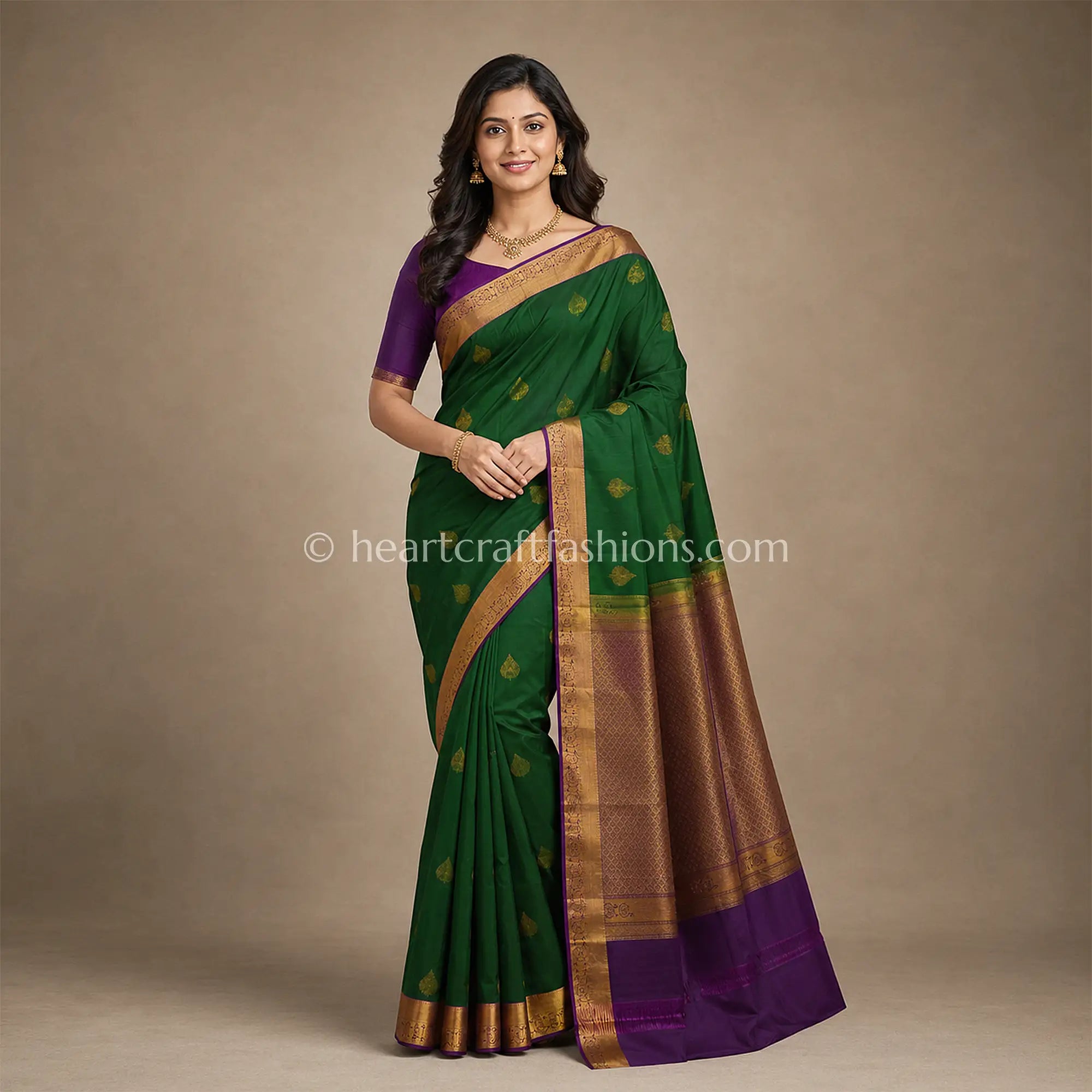 Green & Purple Kanjivaram Silk Saree