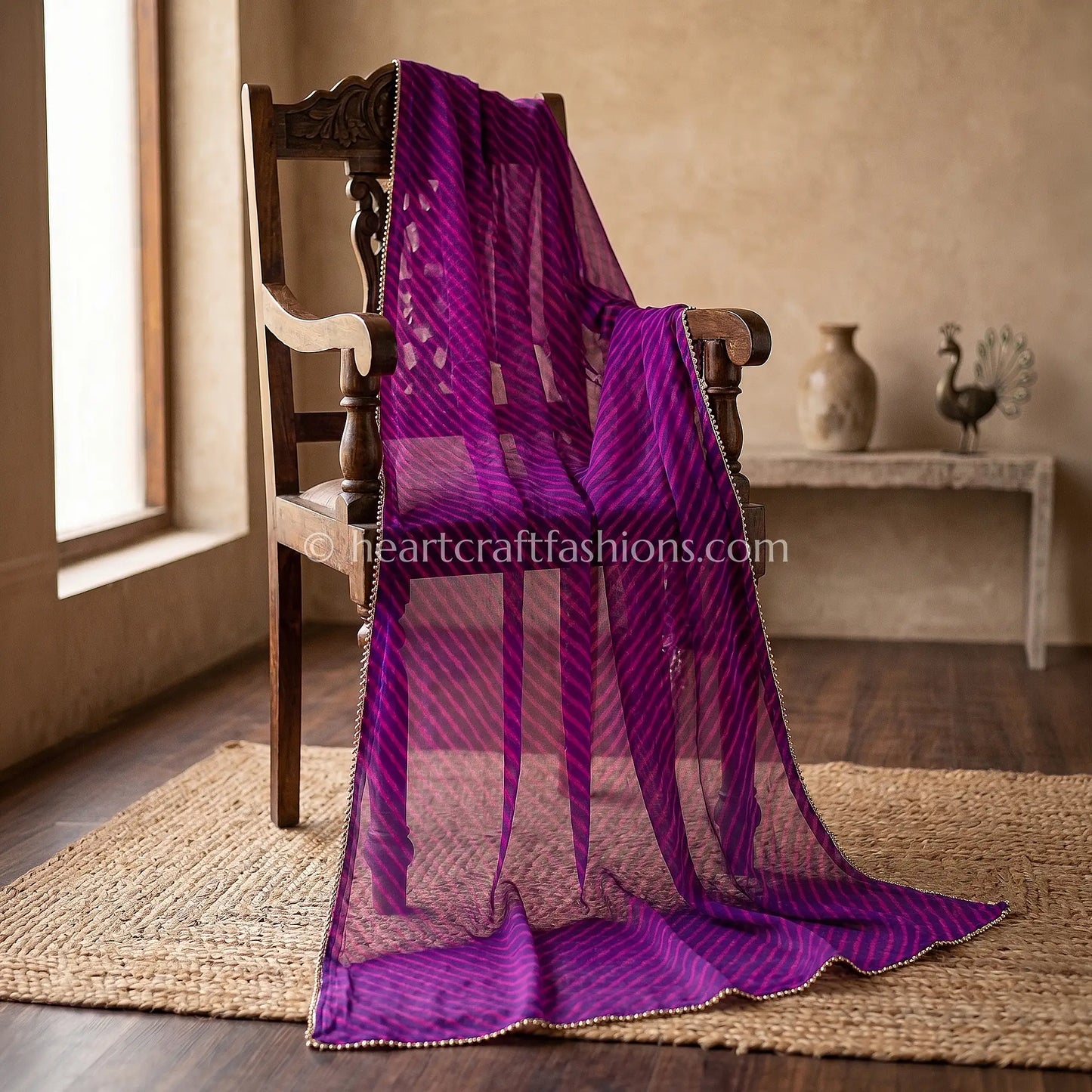 Royal Purple Chiffon Leheriya Dupatta