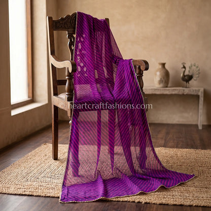 Royal Purple Chiffon Leheriya Dupatta