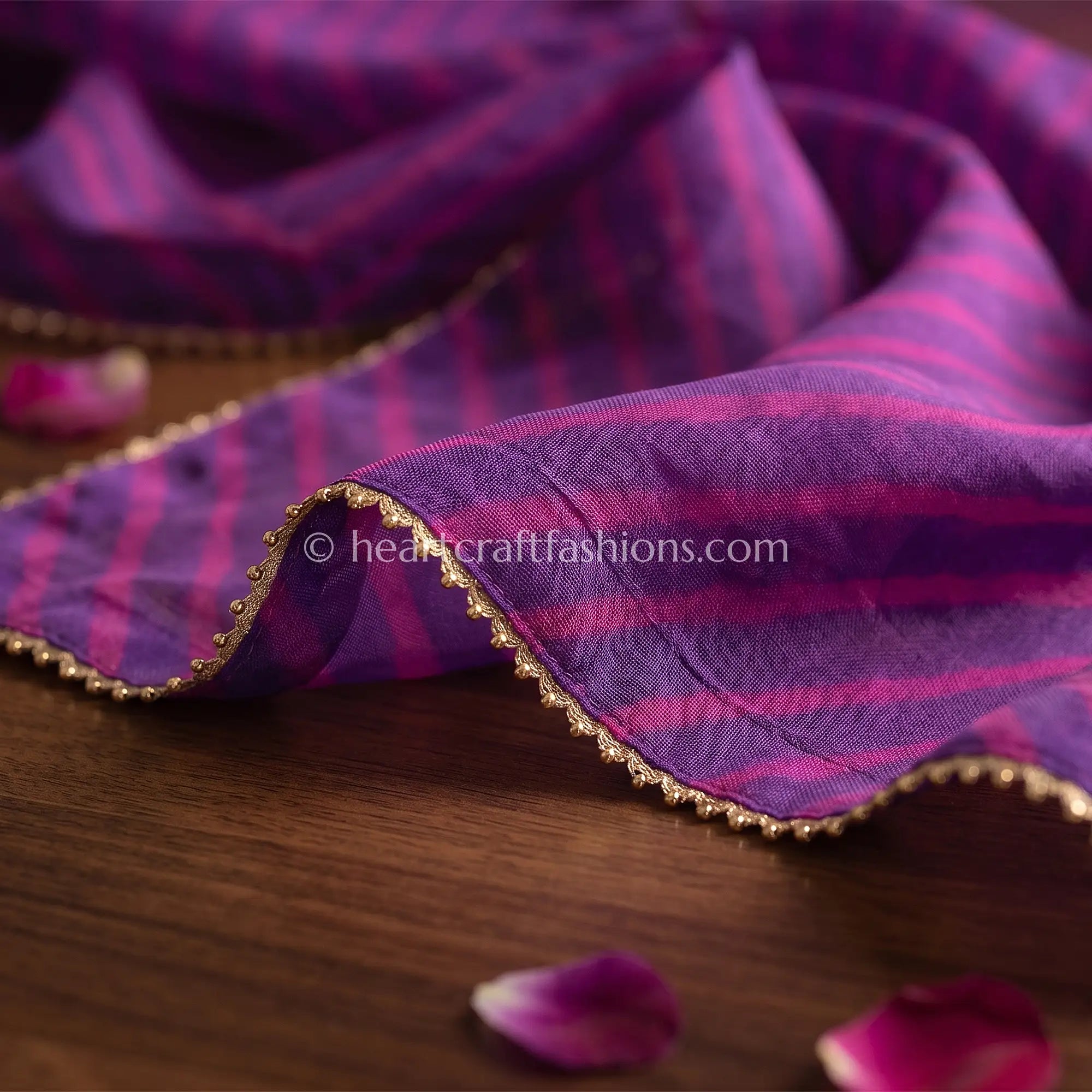 Royal Purple Chiffon Leheriya Dupatta