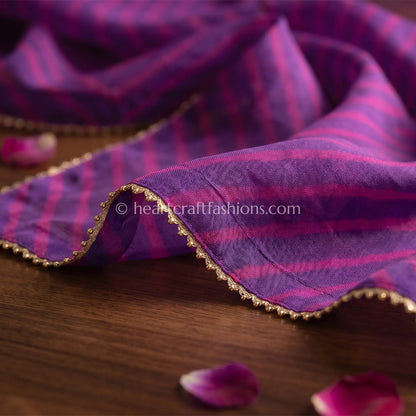 Royal Purple Chiffon Leheriya Dupatta