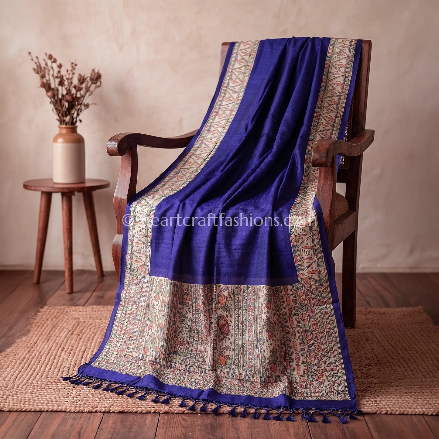 Royal Purple Hand Painted Madhubani Dupatta
