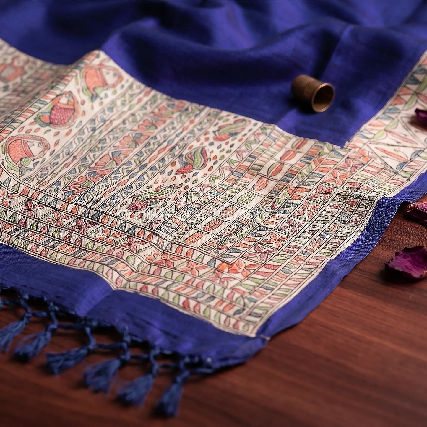 Royal Purple Hand Painted Madhubani Dupatta