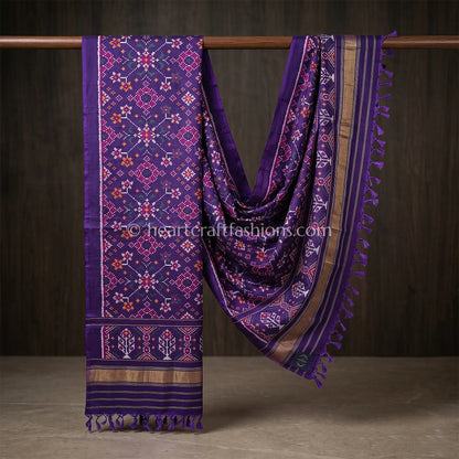 Royal Purple Rajkot Patola Silk floral design Dupatta