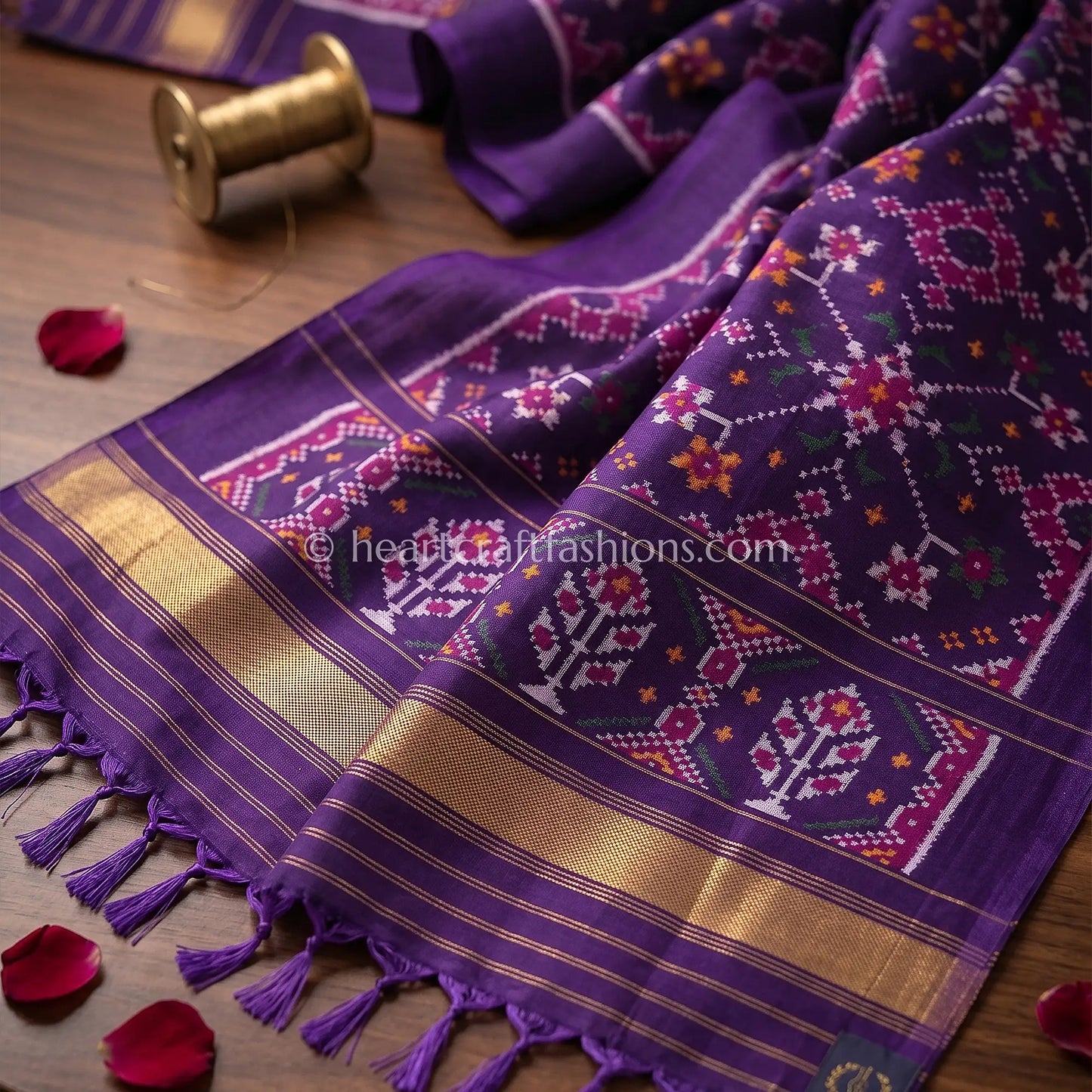 Royal Purple Rajkot Patola Silk floral design Dupatta