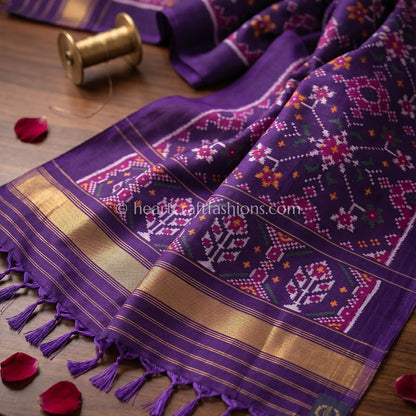 Royal Purple Rajkot Patola Silk floral design Dupatta