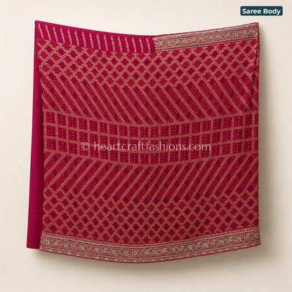 Royal Rani Pink Banarasi Khadi Bandhej Saree