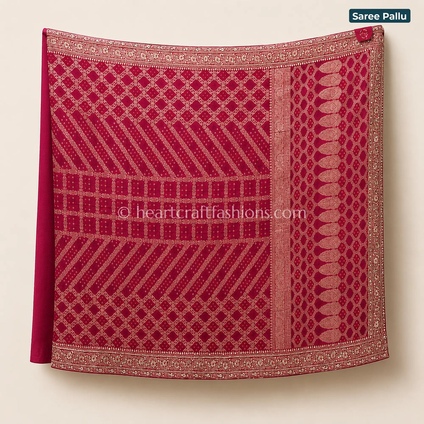 Royal Rani Pink Banarasi Khadi Bandhej Saree
