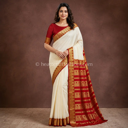 Royal Red Mysore Crepe Silk Saree