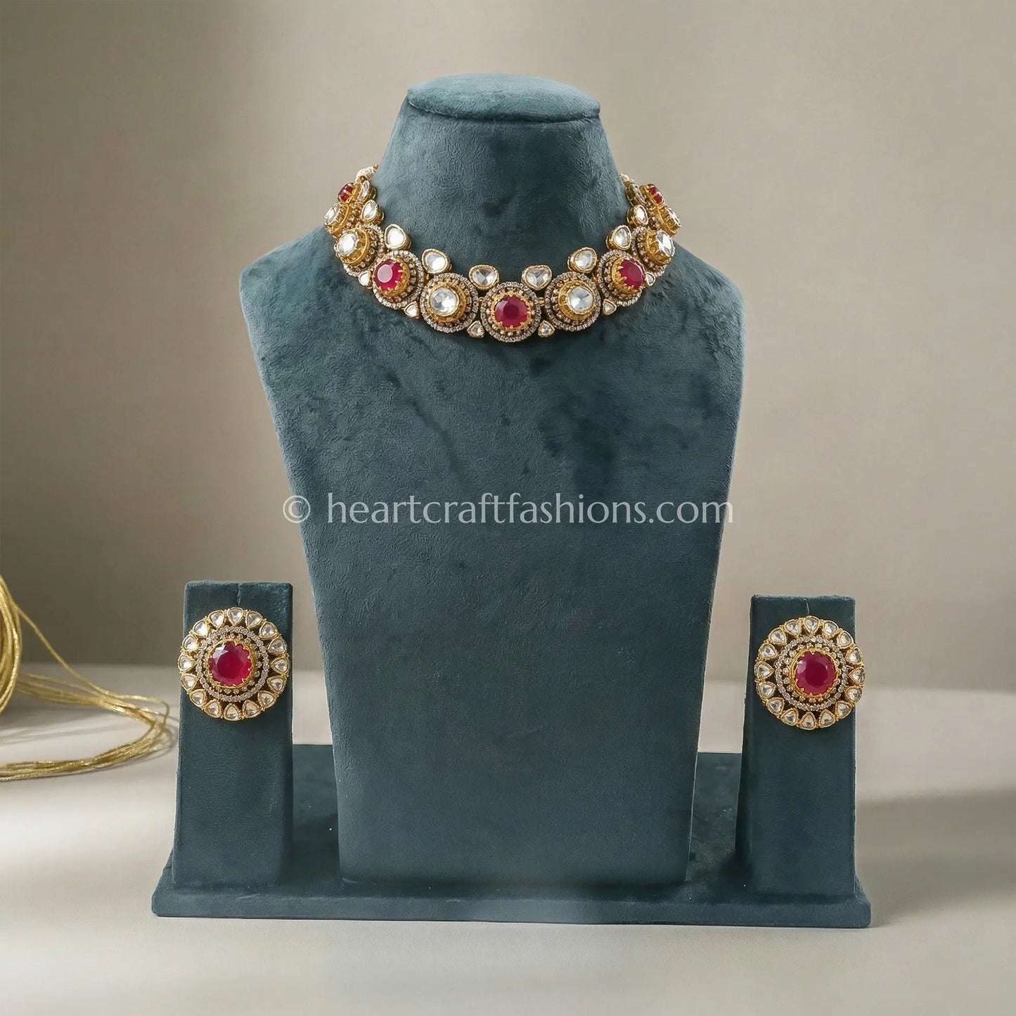Royal Ruby Moissanite Polki Choker Set