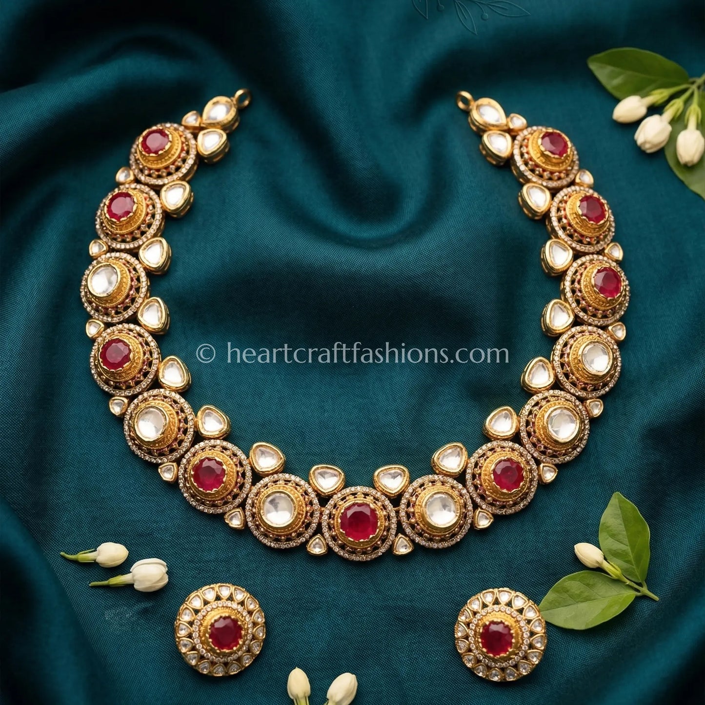 Royal Ruby Moissanite Polki Choker Set