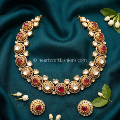 Royal Ruby Moissanite Polki Choker Set