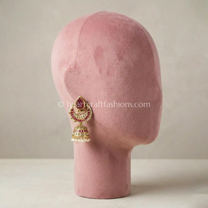 Royal Ruby Jadau Kundan Pearl Jhumka