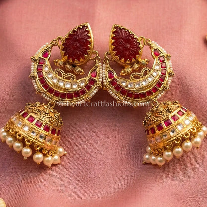Royal Ruby Jadau Kundan Pearl Jhumka