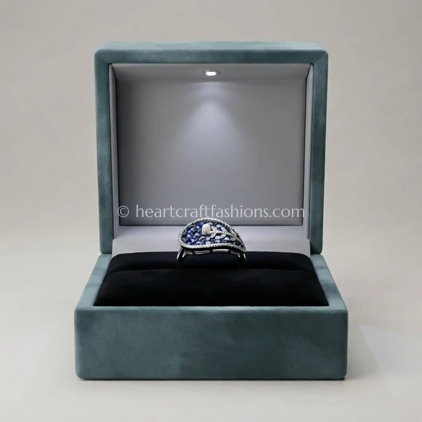 Royal Sapphire Leaf Statement Ring