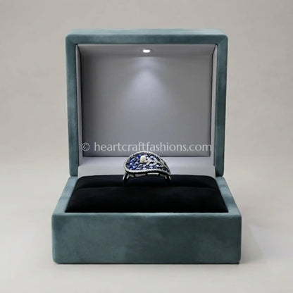 Royal Sapphire Leaf Statement Ring