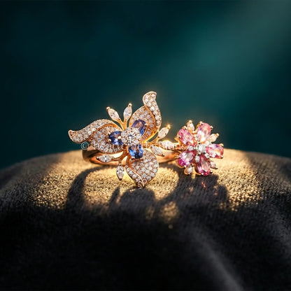 Royal Dual Bloom Statement Ring