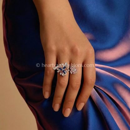 Royal Dual Bloom Statement Ring