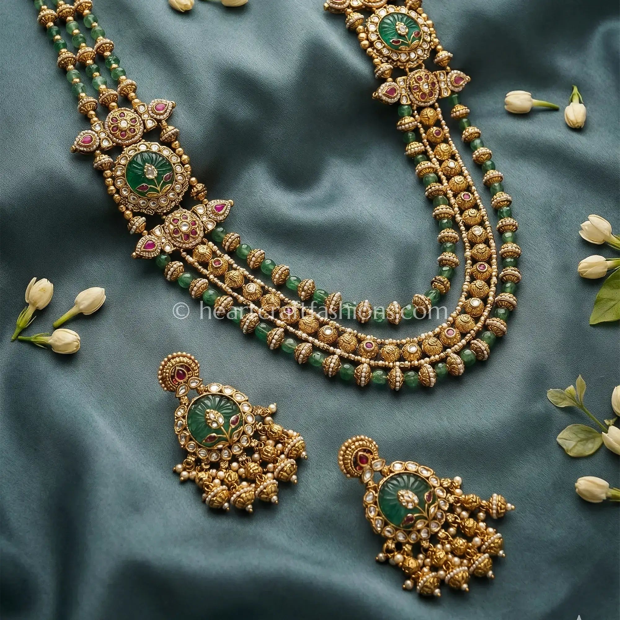 Royal Green Stone Layered Set