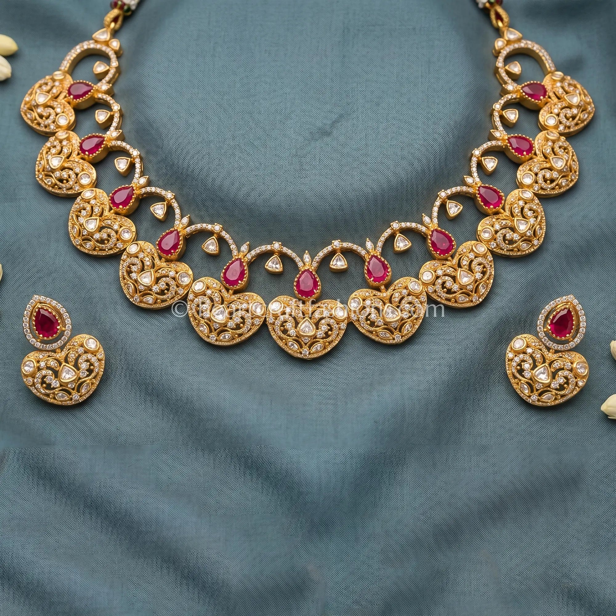 Royal Moissanite Heart Necklace Set