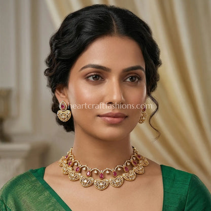 Royal Moissanite Heart Necklace Set