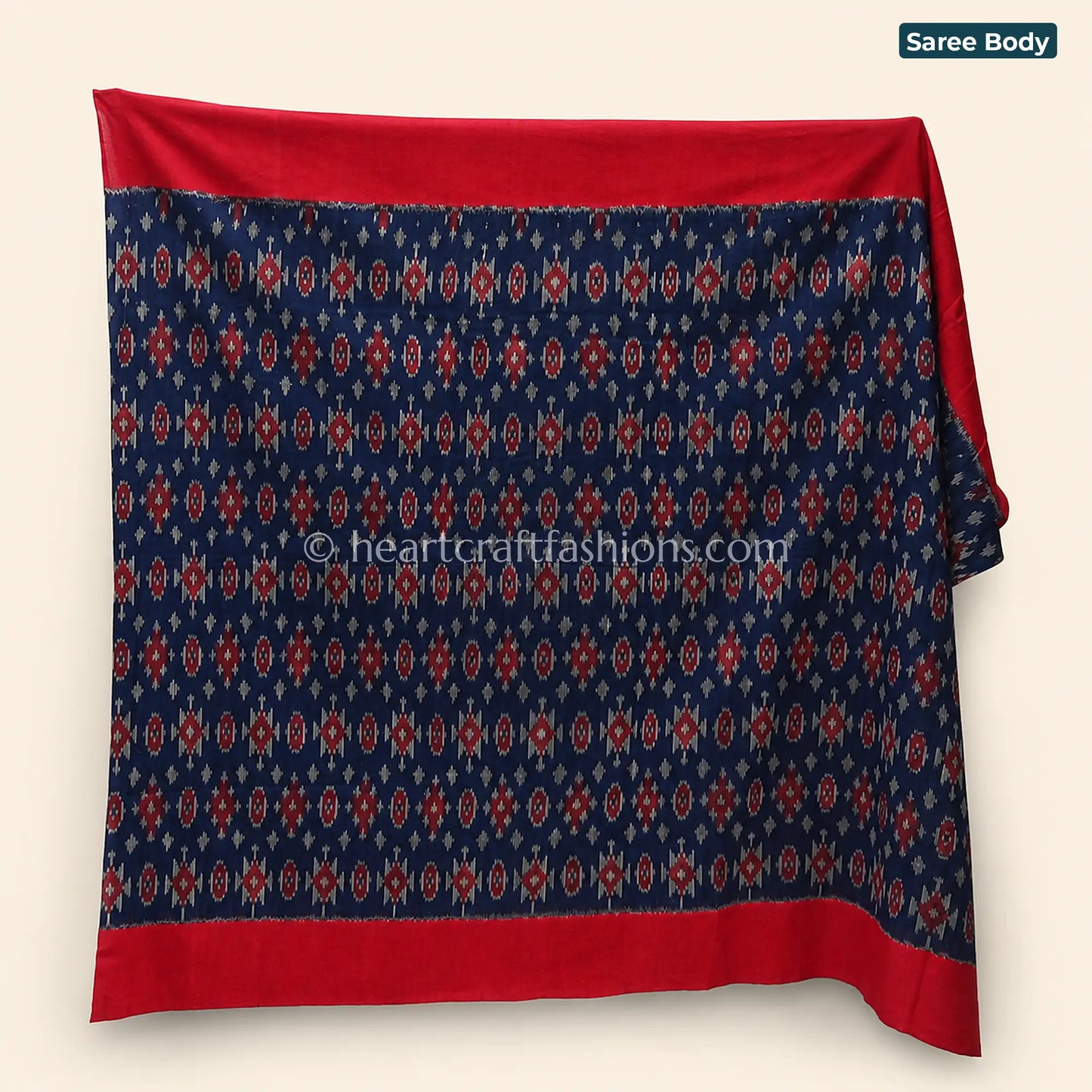 Royal Navy & Red Patola Mercerized Cotton Saree