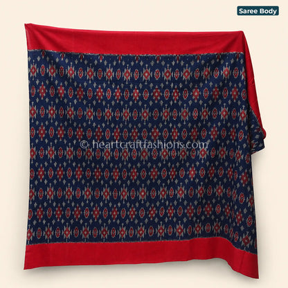 Royal Navy & Red Patola Mercerized Cotton Saree