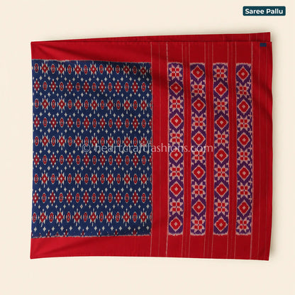 Royal Navy & Red Patola Mercerized Cotton Saree