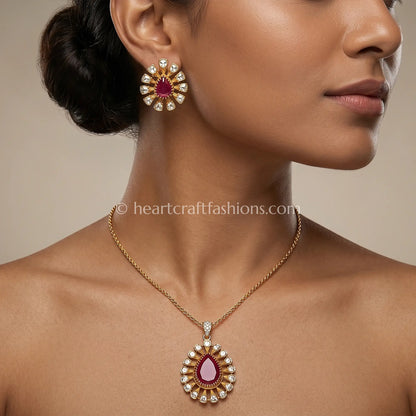 Ruby Aura Moissanite Pendant Set