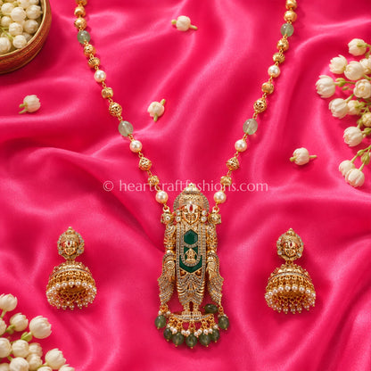 Ruby Balaji Divine Temple Pendant Long Chain Set