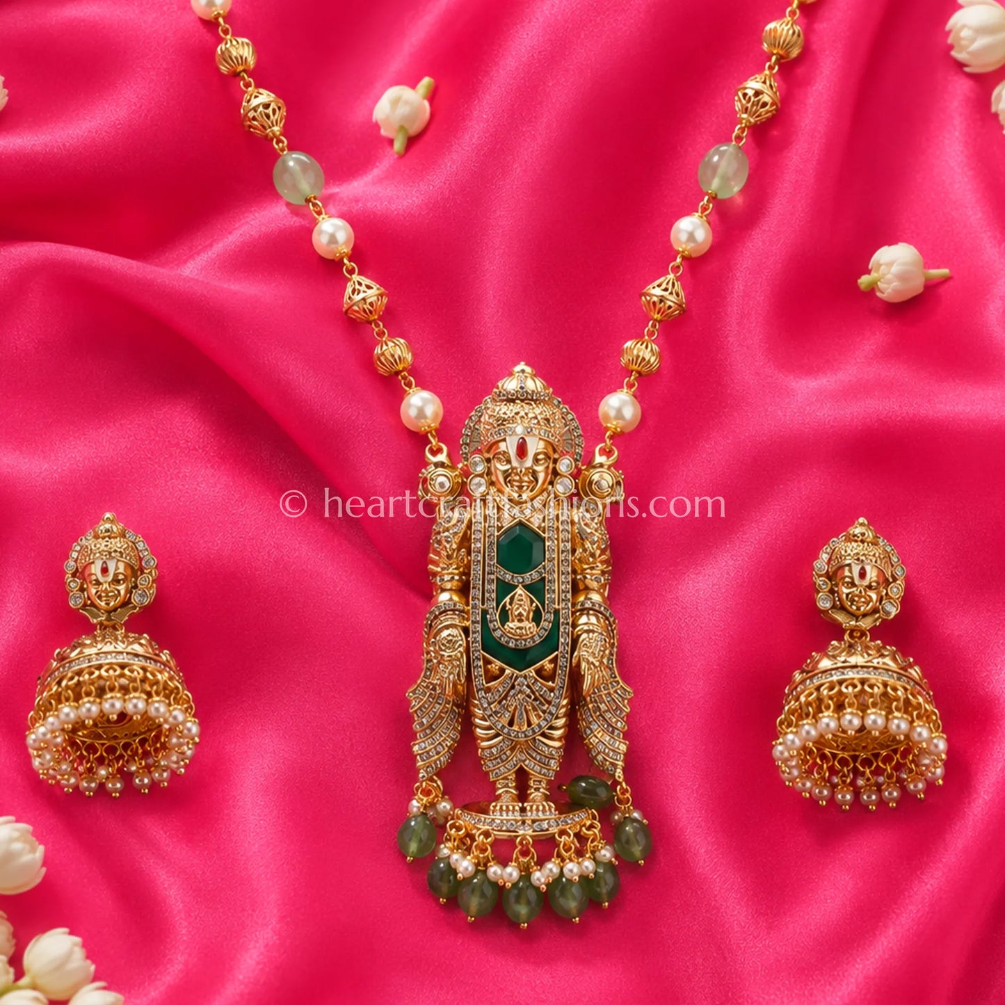 Ruby Balaji Divine Temple Pendant Long Chain Set