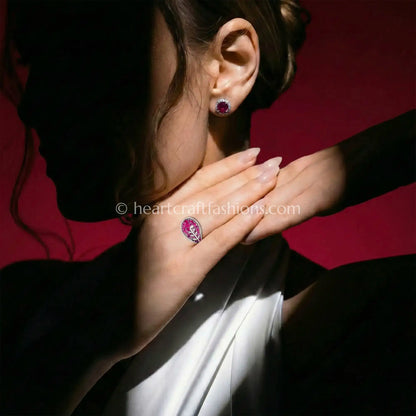 Ruby Blossom Leaf Statement Ring