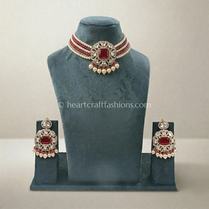 Ruby Doublet Sunehri Kundan Choker Set