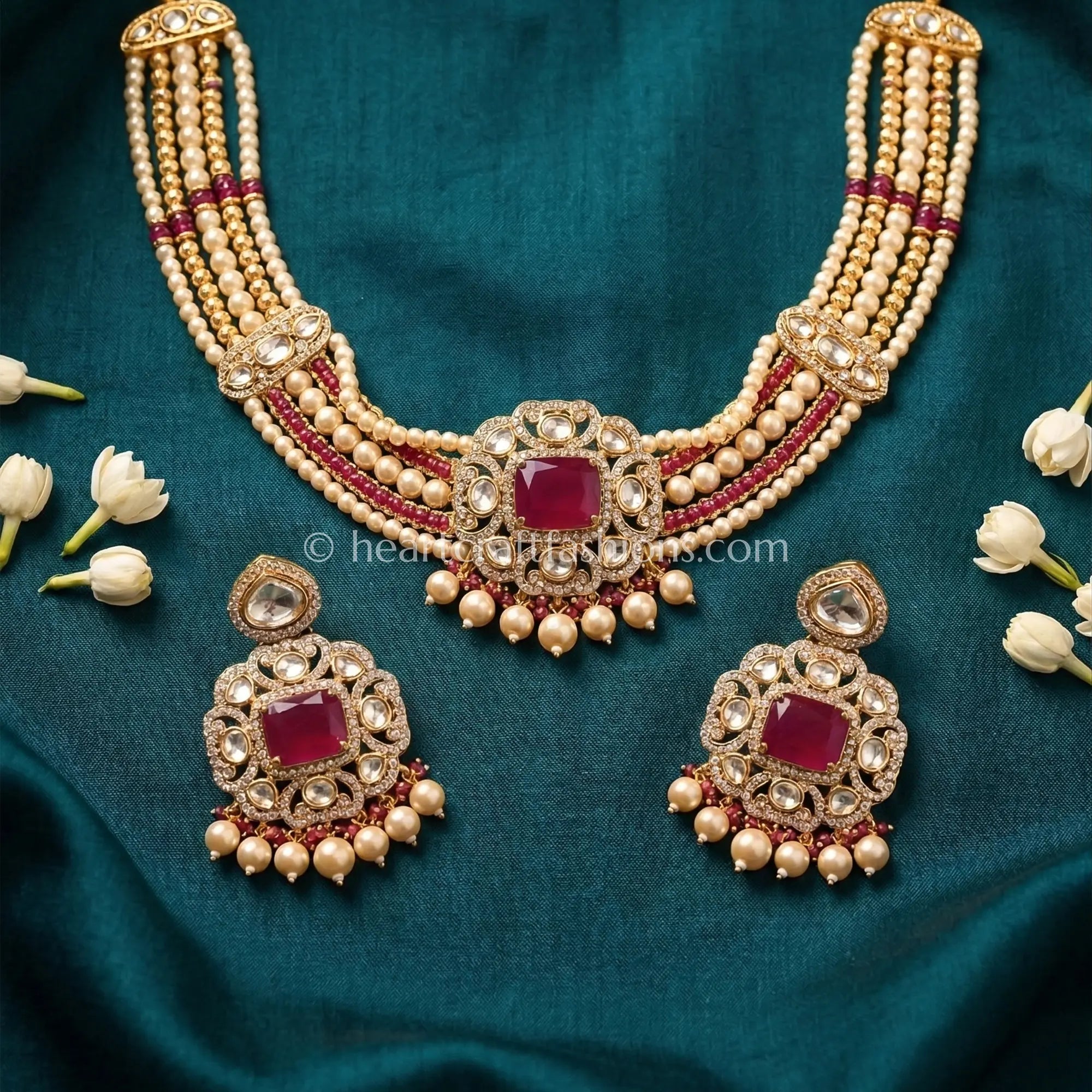 Ruby Doublet Sunehri Kundan Choker Set