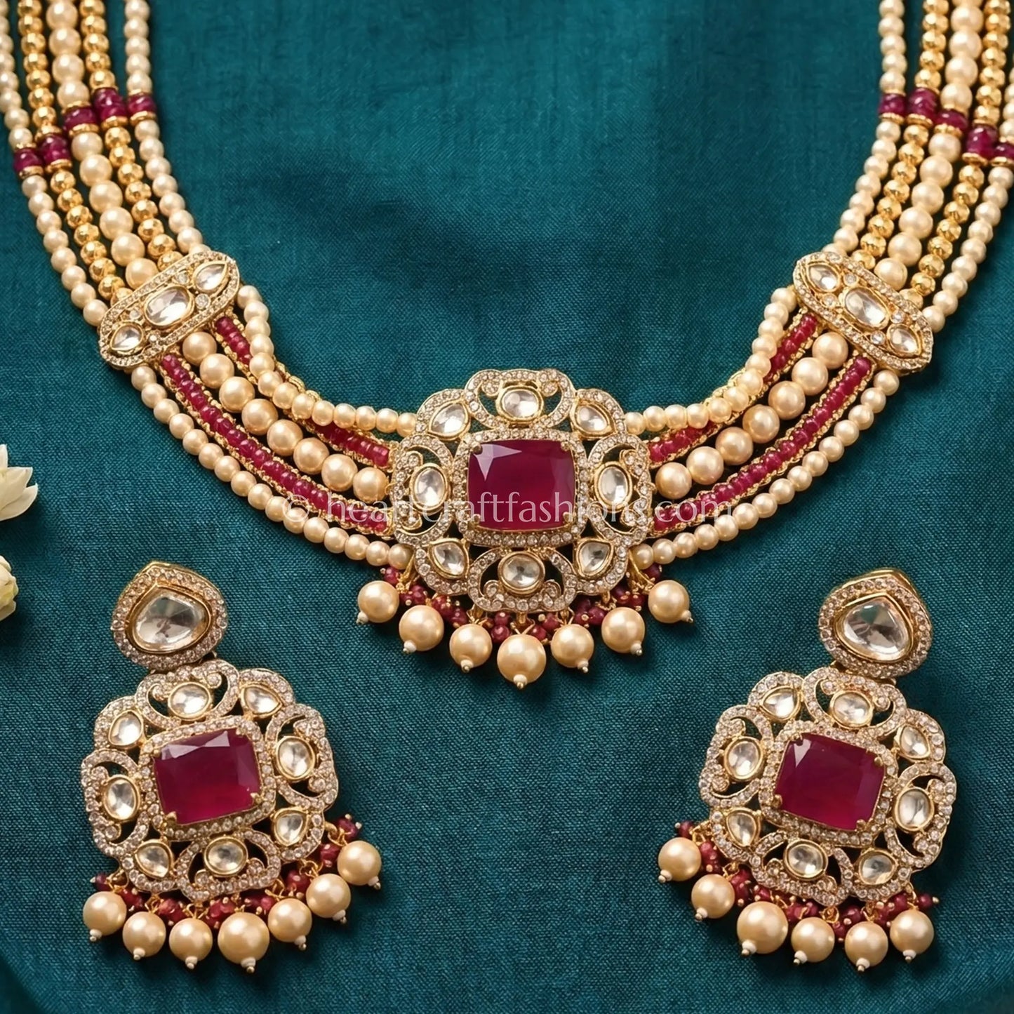 Ruby Doublet Sunehri Kundan Choker Set