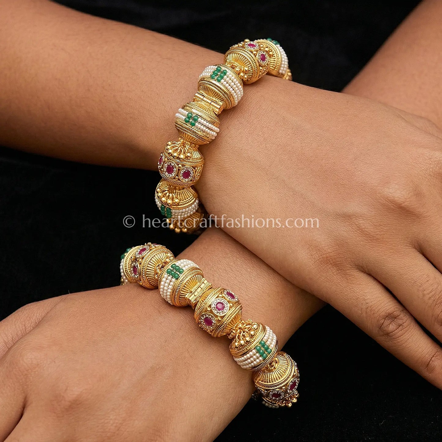 Ruby Emerald Heritage Bead Bangles