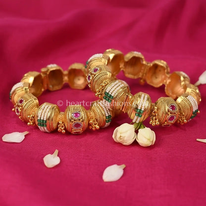 Ruby Emerald Heritage Bead Bangles